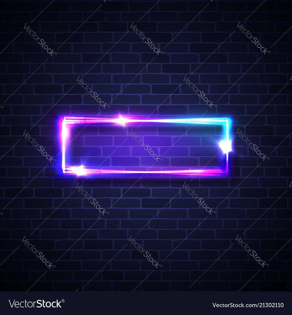 Realistic Led Neon Lights Frame Rectangle Signage