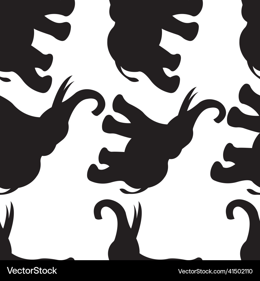 Seamless pattern with black elephants Royalty Free Vector