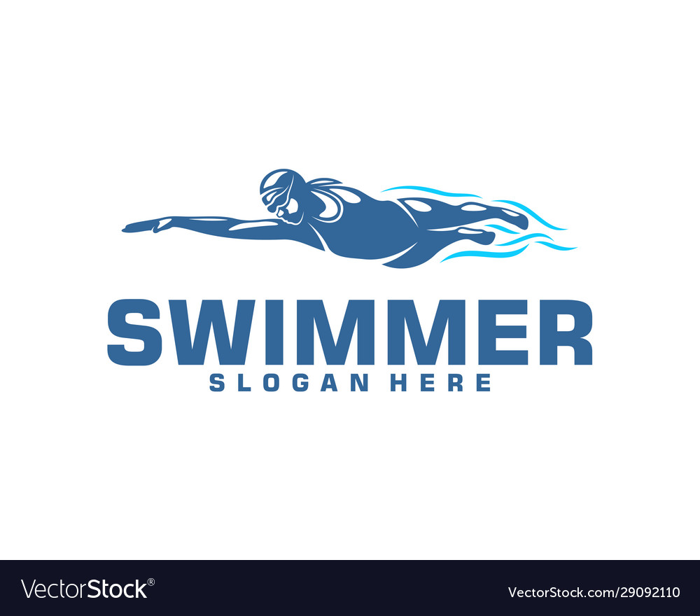 Swimming logo designs creative swimmer Royalty Free Vector