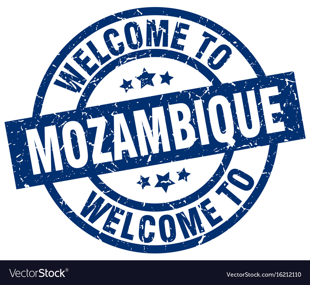 Welcome to mozambique blue stamp Royalty Free Vector Image