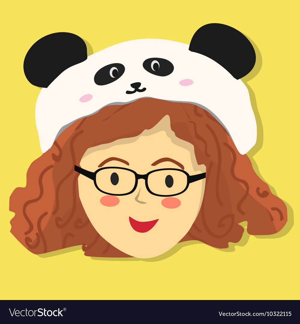 Curly glasses girl with panda hat