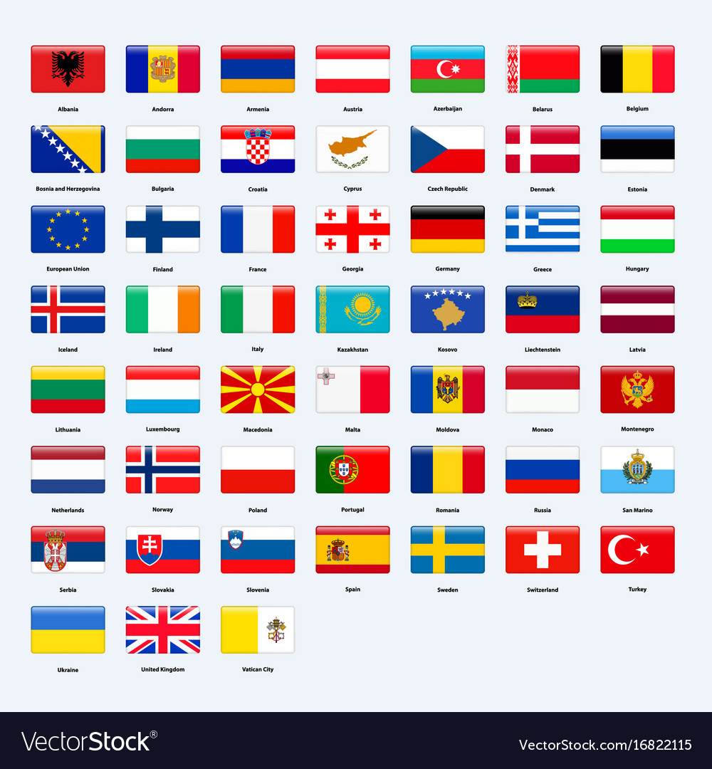 Set Flags All Countries Europe Rectangle Vector 16822115 