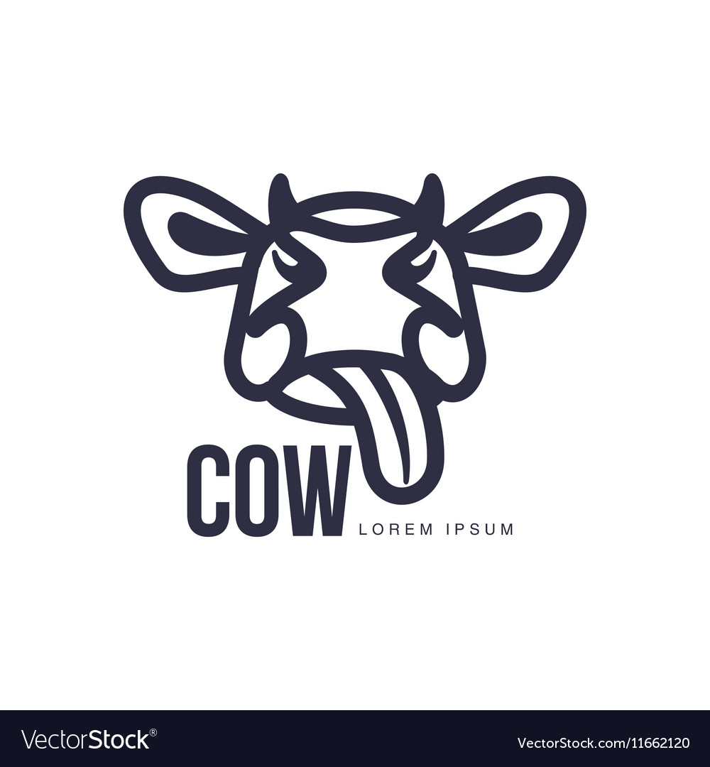 funny front view cow head logo template royalty free vector