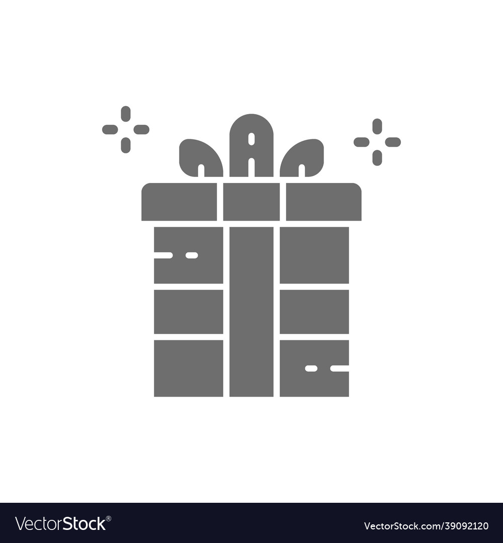 Gift box holiday packing party grey icon Vector Image
