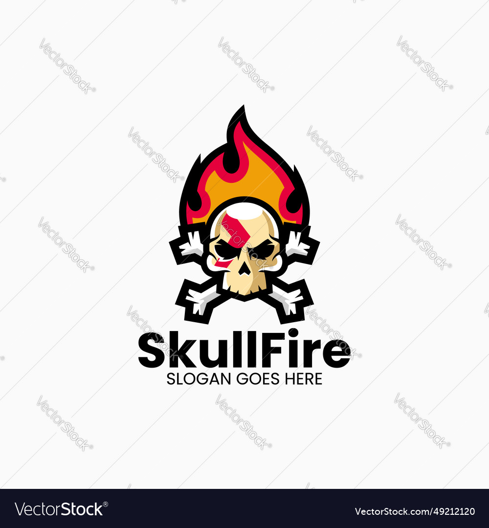 Logo skull fire simple mascot style Royalty Free Vector