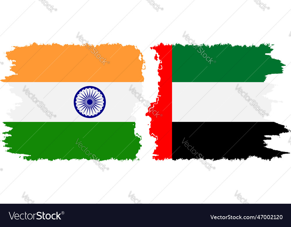 United arab emirates and india grunge flags Vector Image