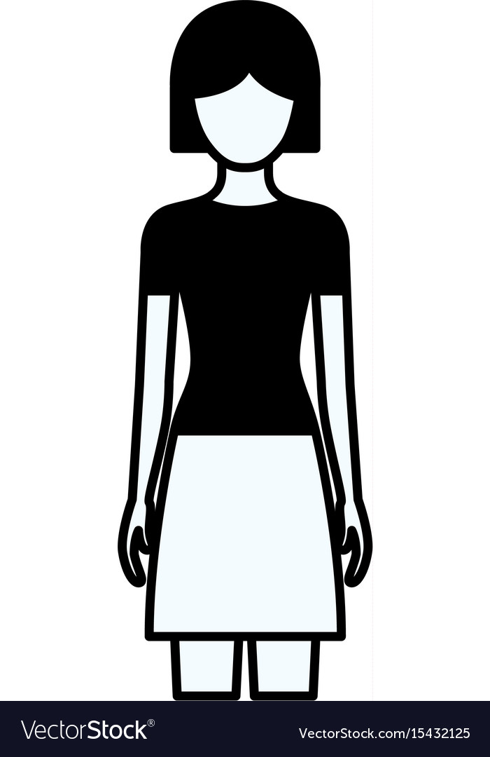 Black silhouette thick contour of faceless full Vector Image