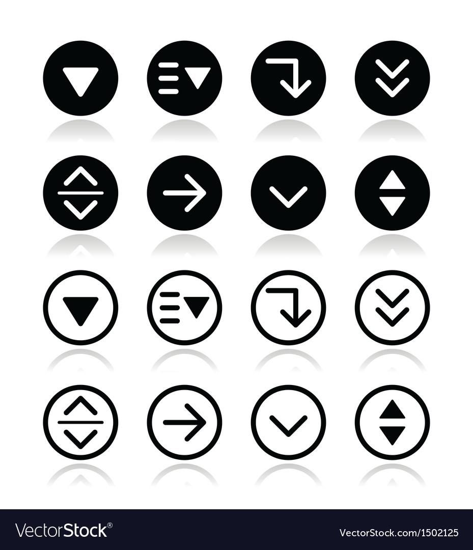 Drop down menu round icons set Royalty Free Vector Image