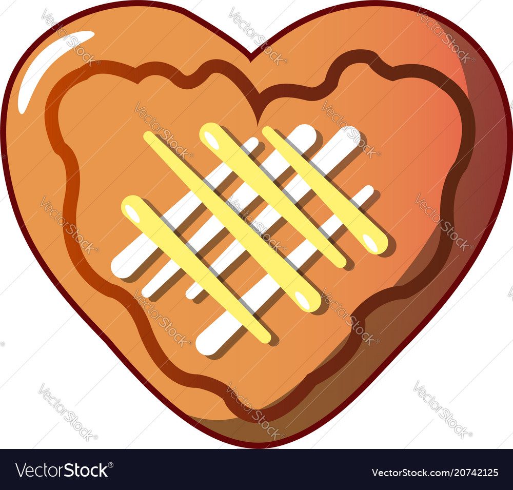 Heart cookie icon cartoon style