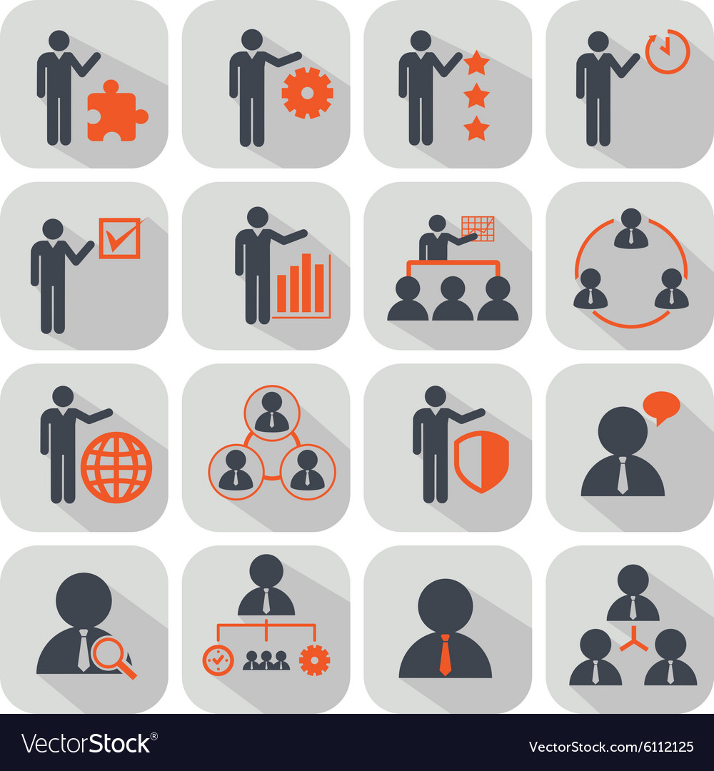 Human resources and management icons set