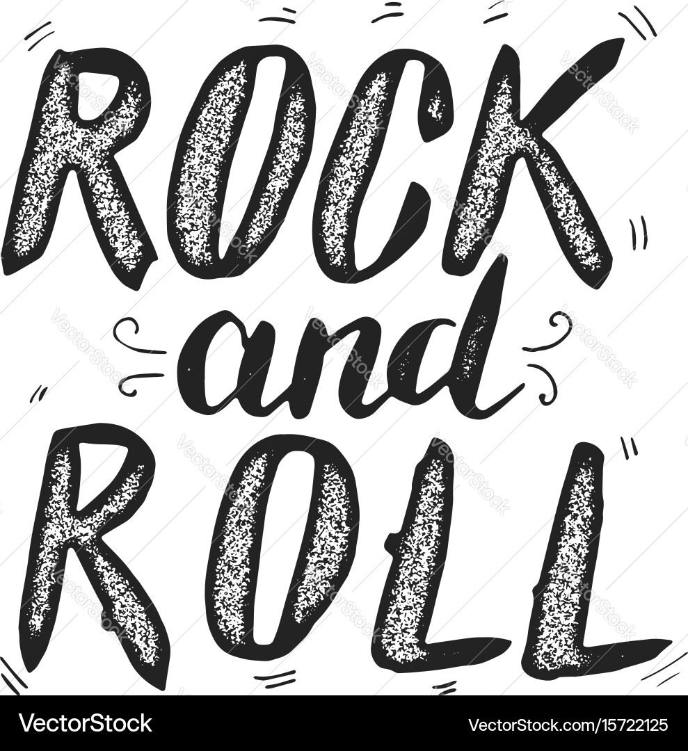Rock and roll hand drawn lettering phrase Vector Image