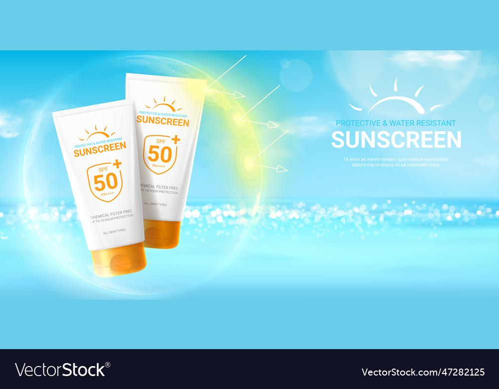 Summer sunscreen cream ad Royalty Free Vector Image