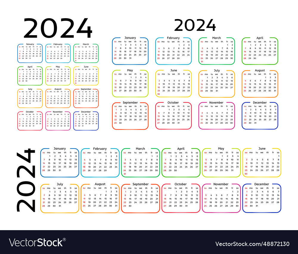 Calendar for 2024 isolated on a white background Vector Image