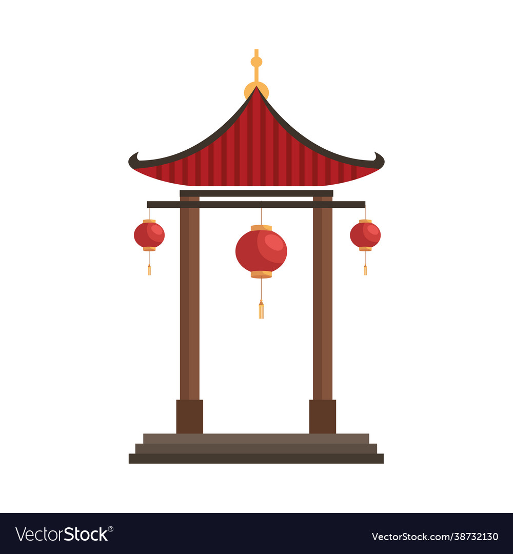 Chinese temple with columns Royalty Free Vector Image