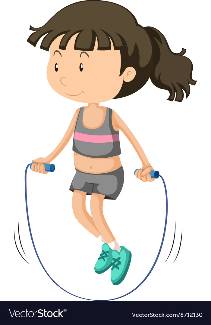 Girl jumping rope alone