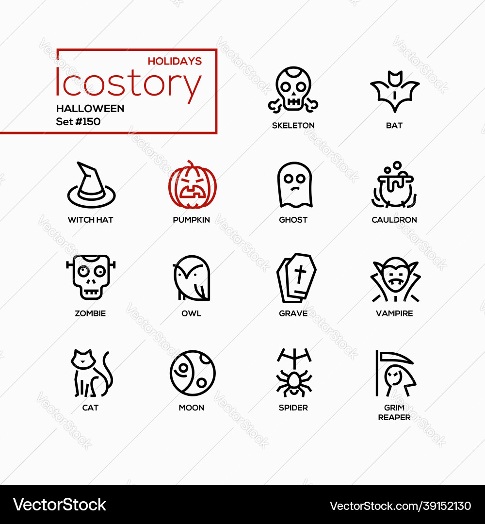Halloween modern line design style icons set Vector Image