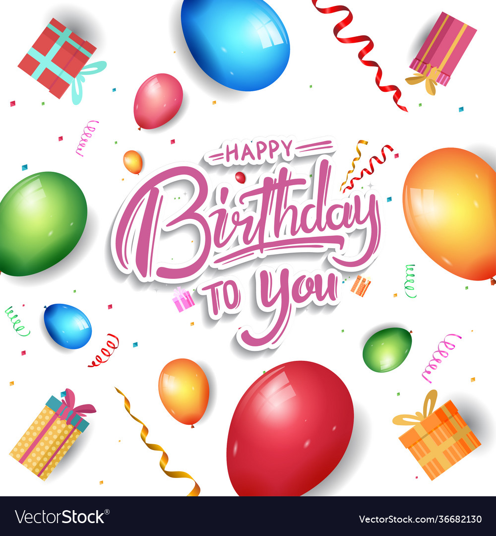 Happy birthday design with gift box balloon Vector Image