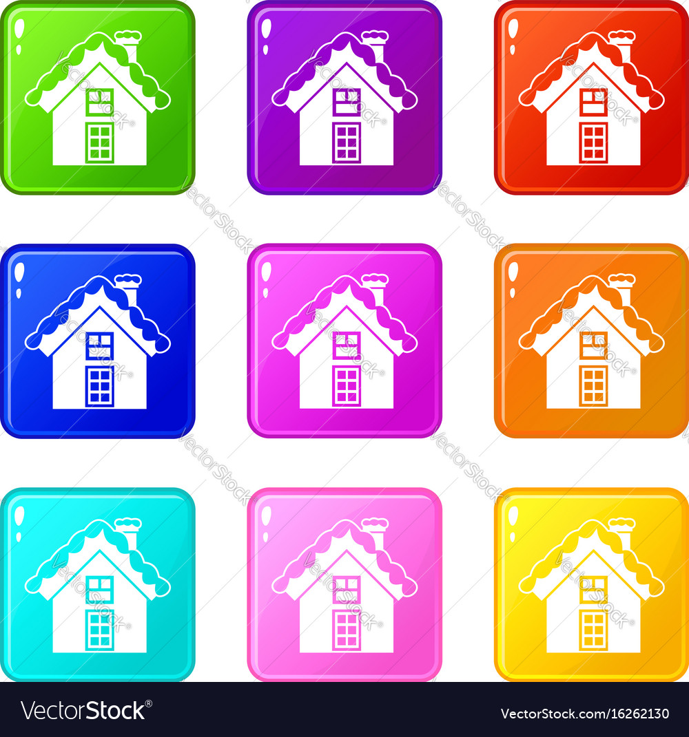 Small snowy cottage set 9 Royalty Free Vector Image