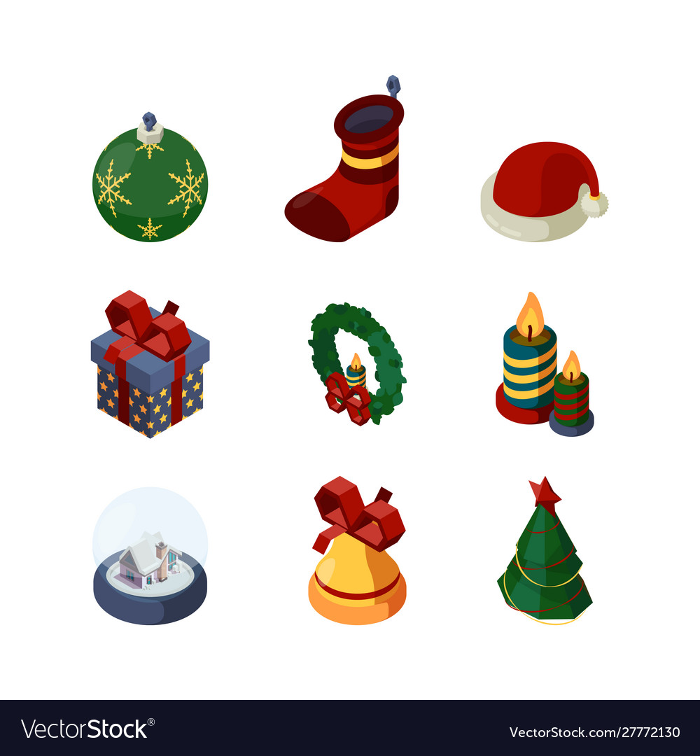 Xmas accessories 3d happy new year celebration Vector Image