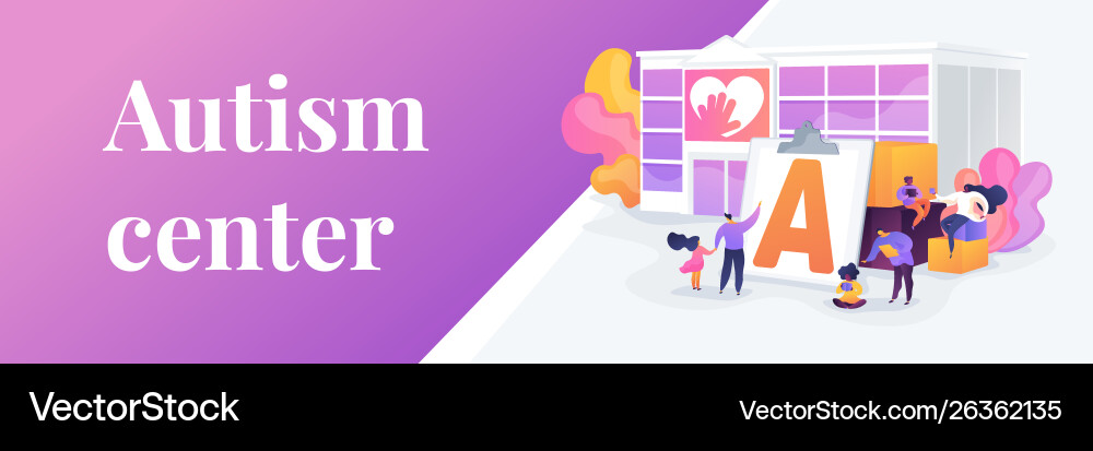 Autism Center Concept Banner Header Royalty Free Vector