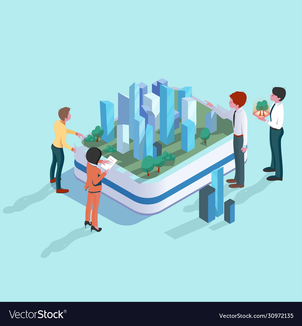 Cartoon business people with engineer or architect Cartoon business people with engineer or architect