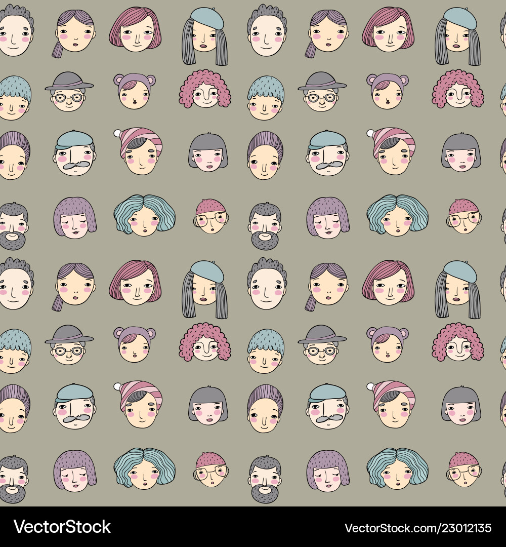 Pattern with graphical faces Royalty Free Vector Image