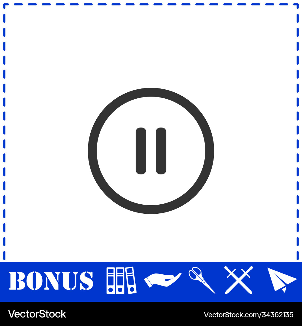 Pause button icon flat Royalty Free Vector Image