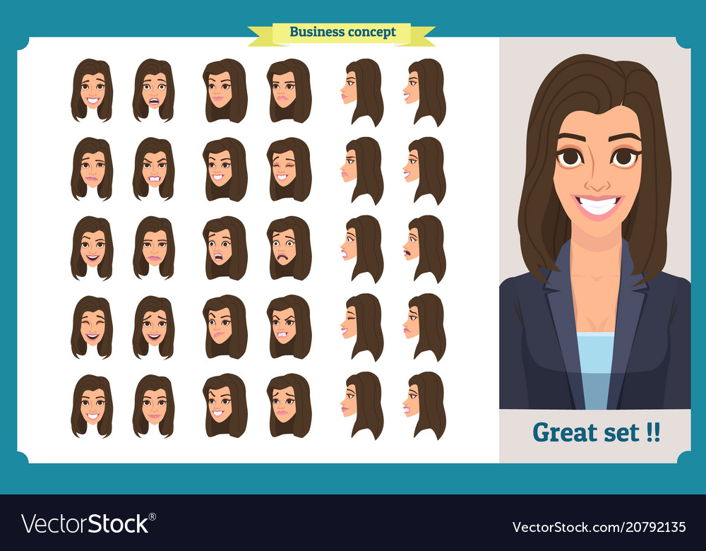 Set Womans Emotions Design Expression Royalty Free Vector 4978