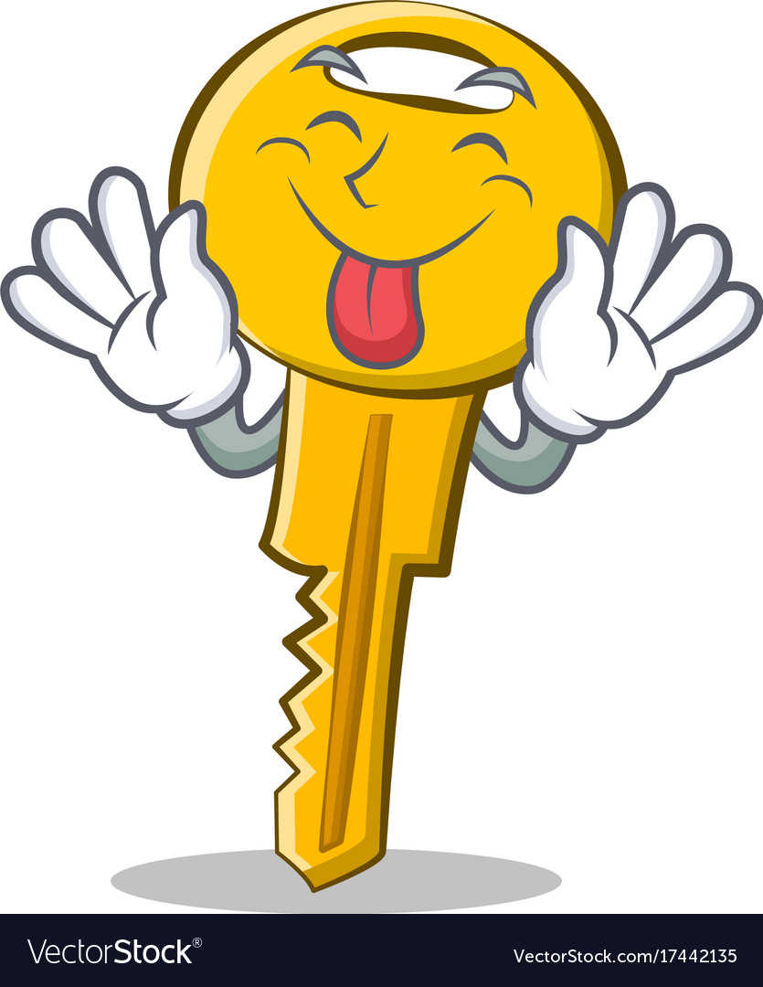 Tongue out key character cartoon style Royalty Free Vector