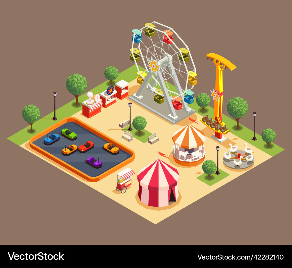 Amusement park composition Royalty Free Vector Image