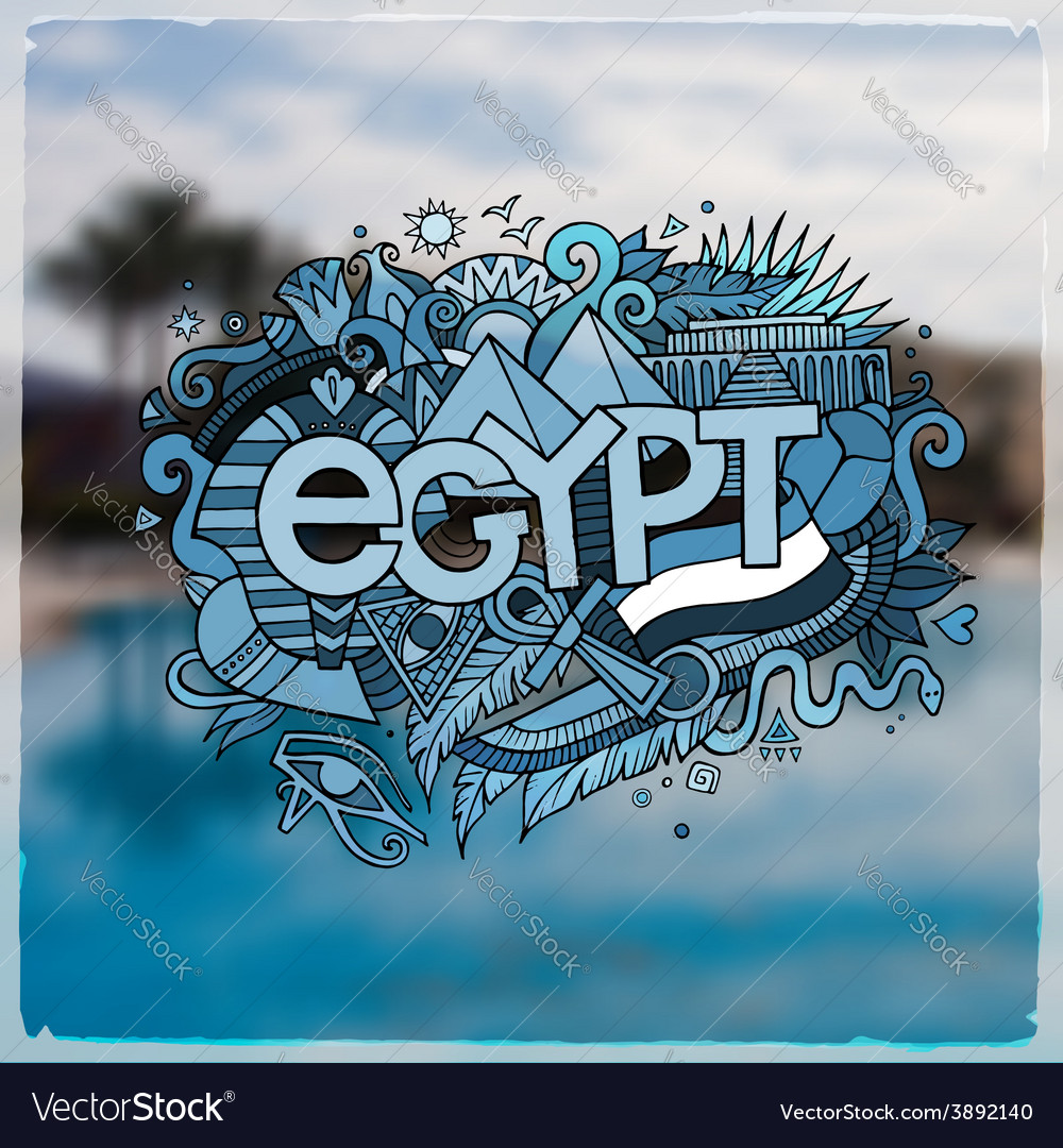 Egypt hand lettering and doodles elements Vector Image