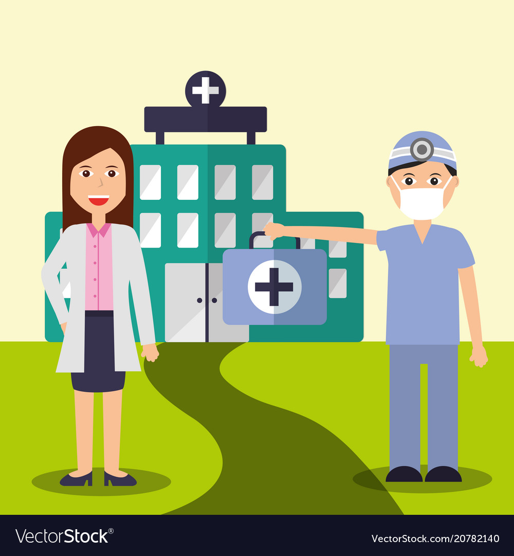 Female doctor and dentist staff medical team Vector Image