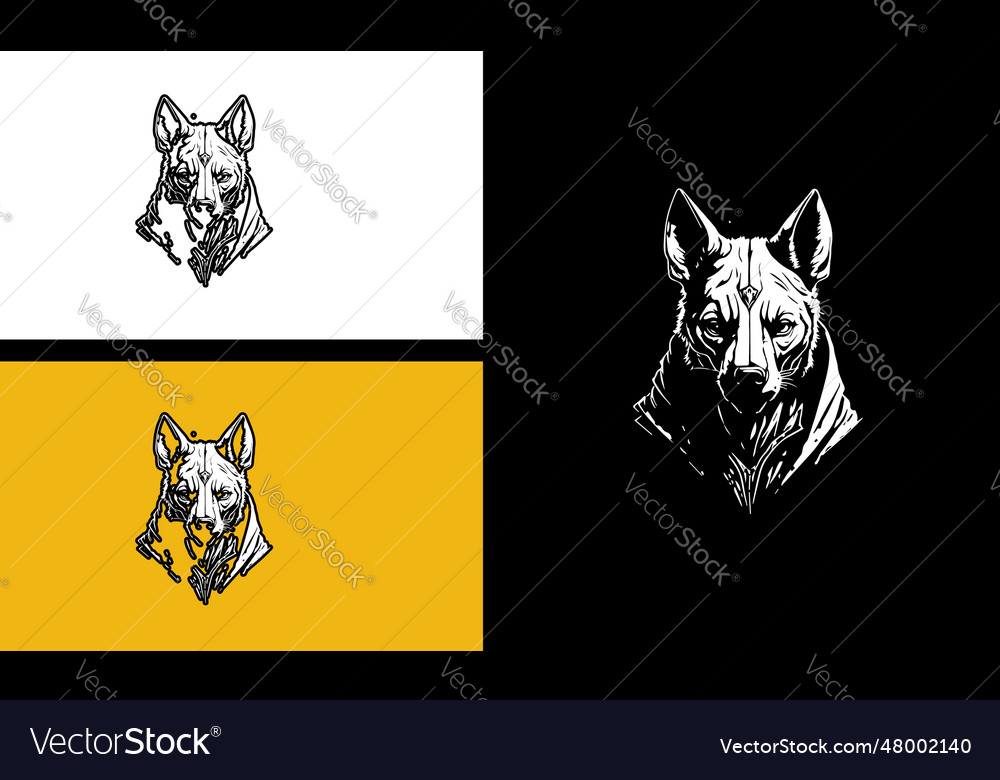 Head hyena line art design Royalty Free Vector Image