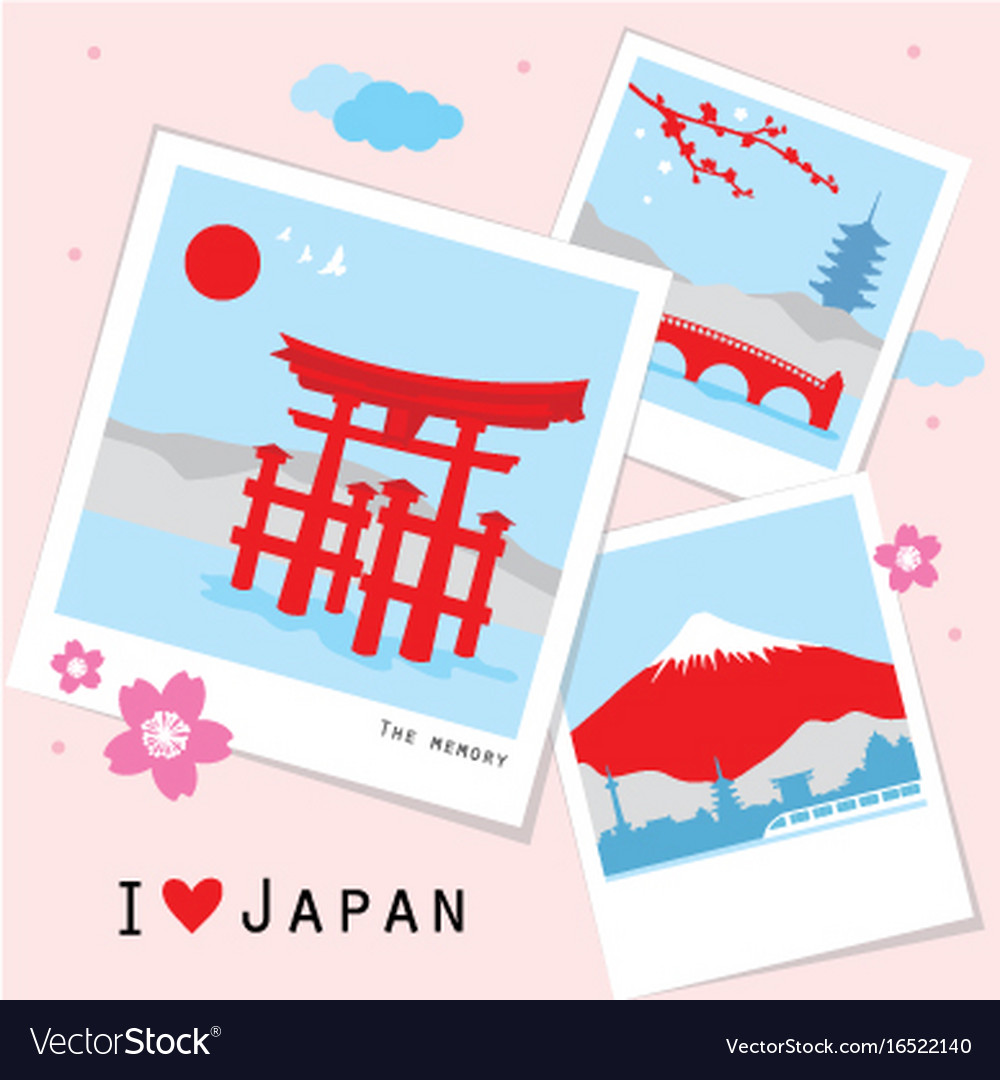japan view travel photo frame memory royalty free vector travelphoto
