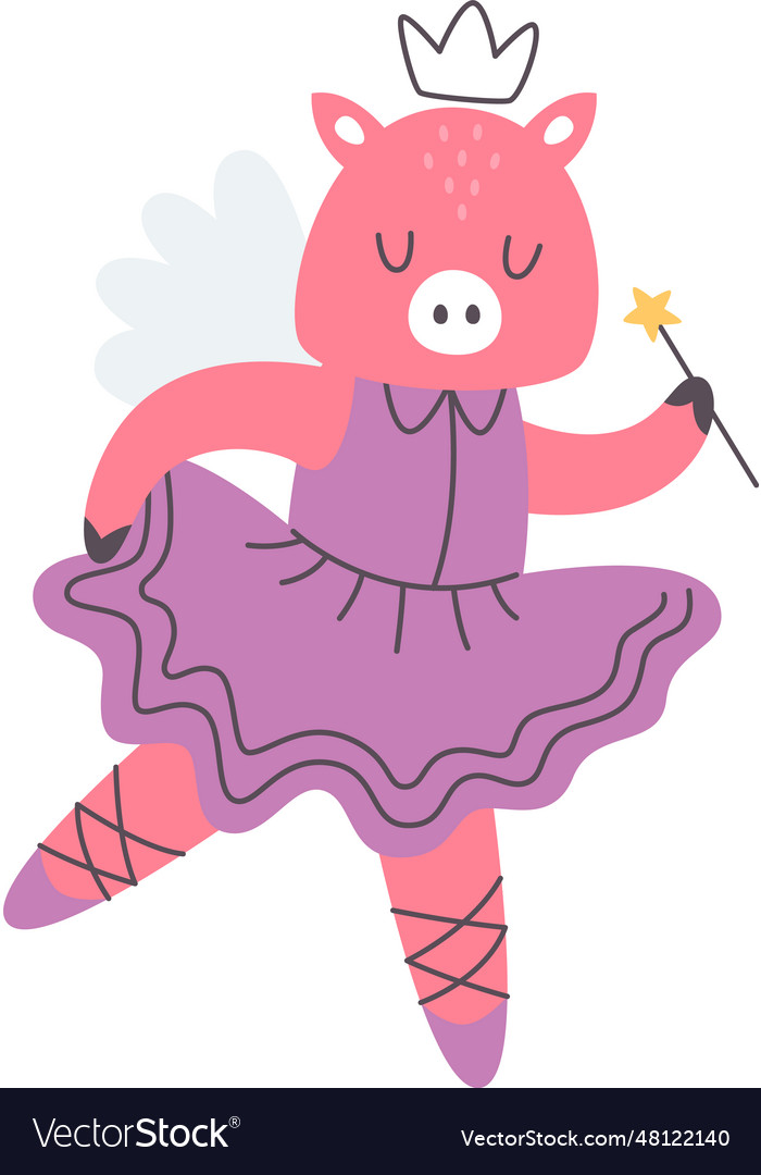 Pig character dancing Royalty Free Vector Image