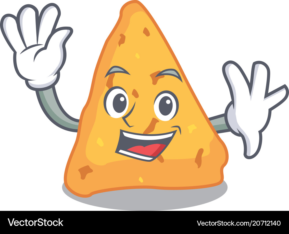 Waving Nachos Character Cartoon Style Royalty Free Vector
