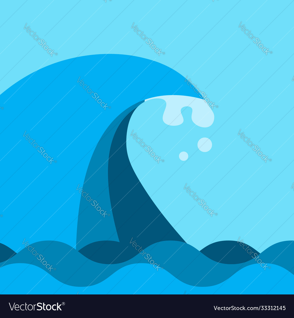 Bid ocean and sea wave in blue color