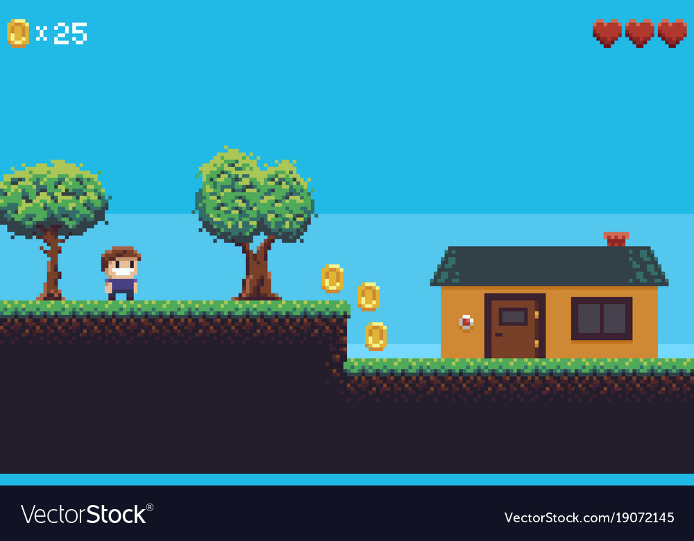 Pixel art scene Royalty Free Vector Image VectorStock