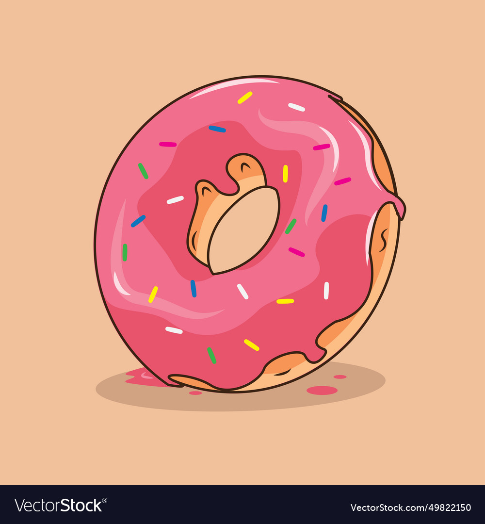 Doughnut strawberry sweet and melting Royalty Free Vector