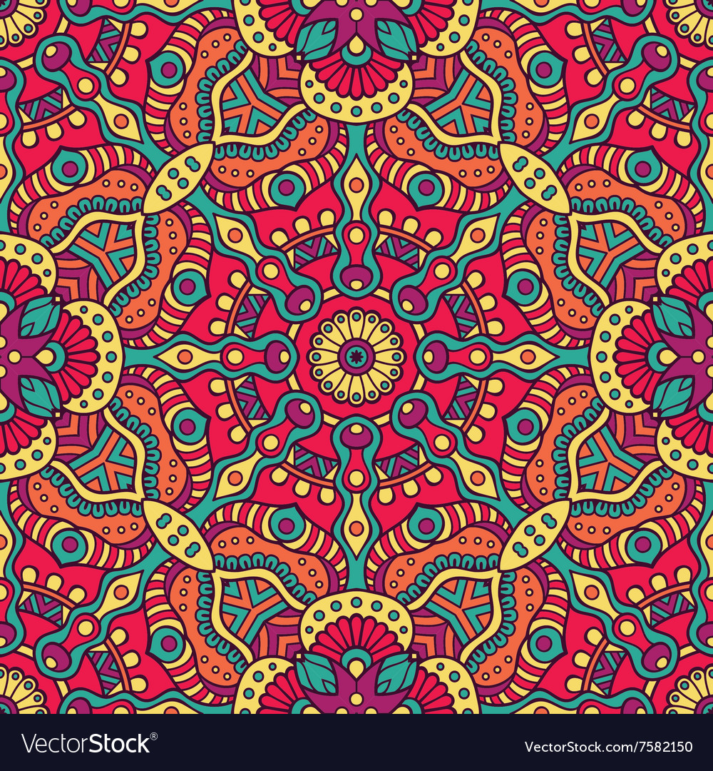 Ethnic floral seamless pattern Royalty Free Vector Image