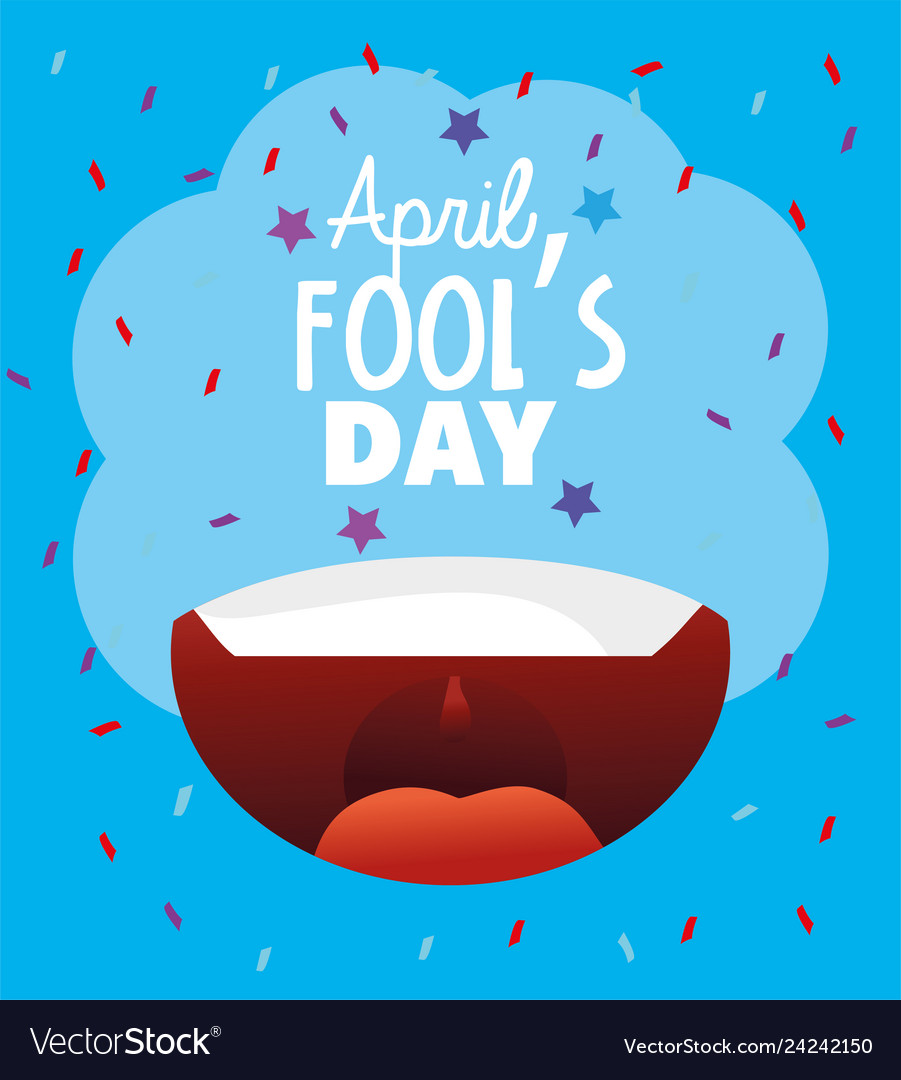 Funny mouth with teeth to fools day Royalty Free Vector