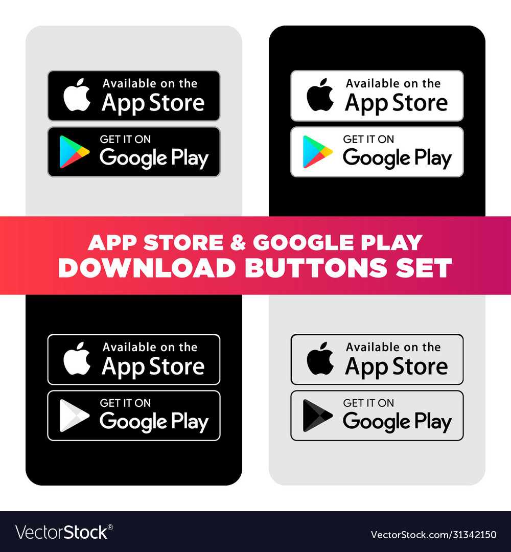 Vetor de App store buttons set. Google Play Store logo.