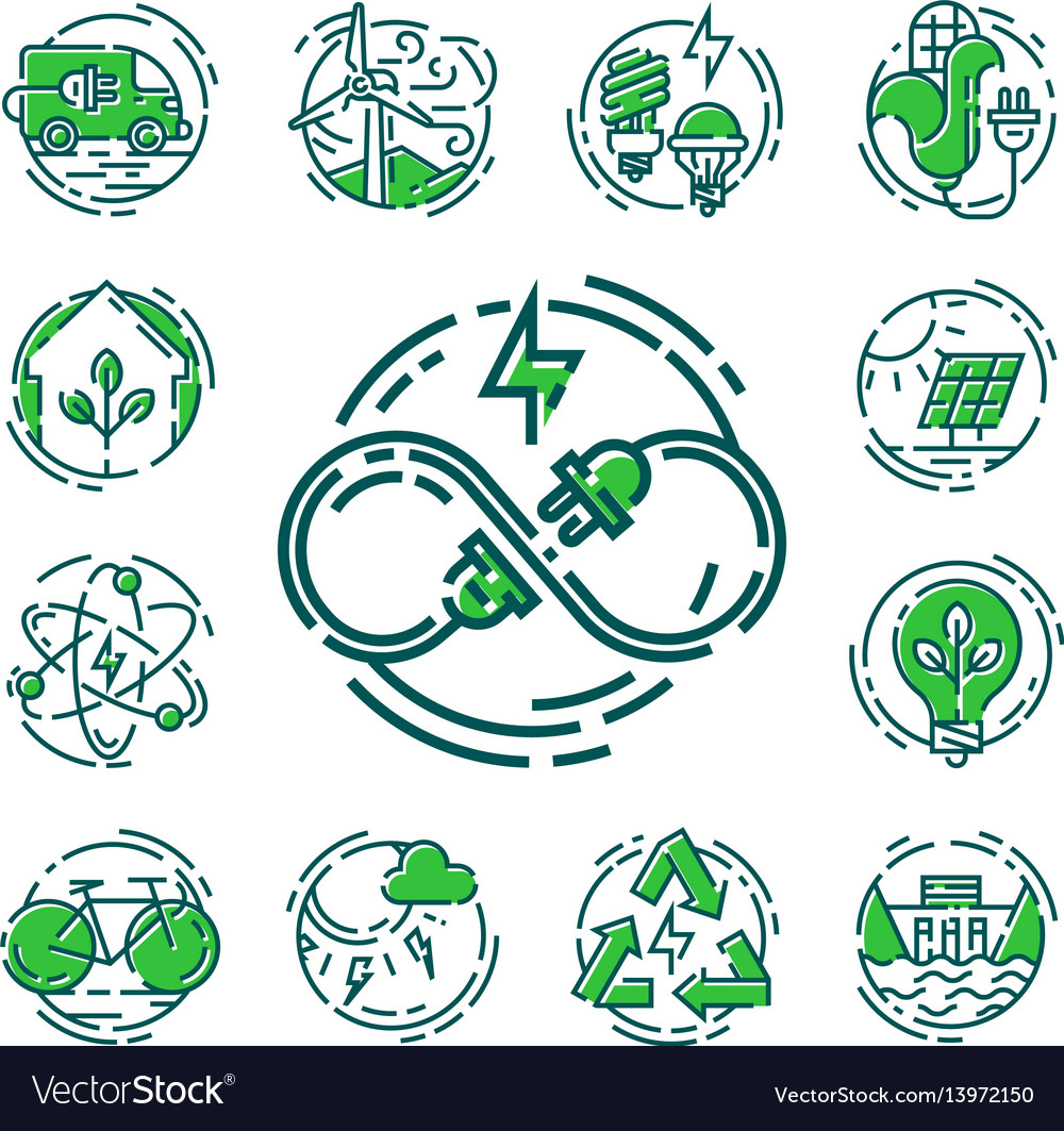 Green ecology energy conservation icons