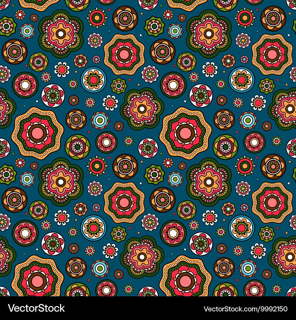 Mandala style flowers pattern Royalty Free Vector Image