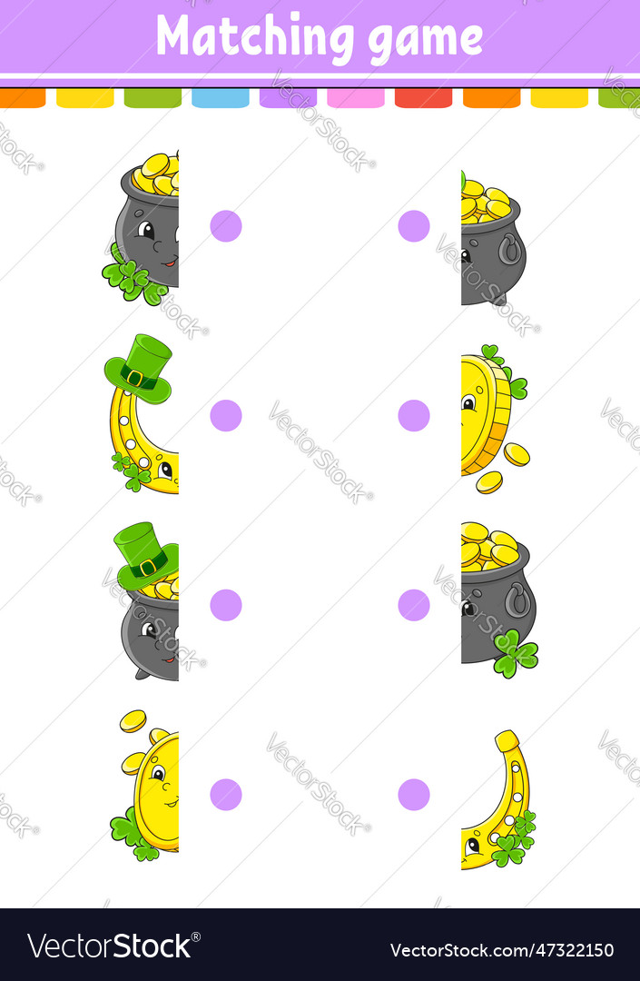 Matching Game Draw A Line Education Developing Vector Image Matching Game Draw A Line Education Developing Vector Image