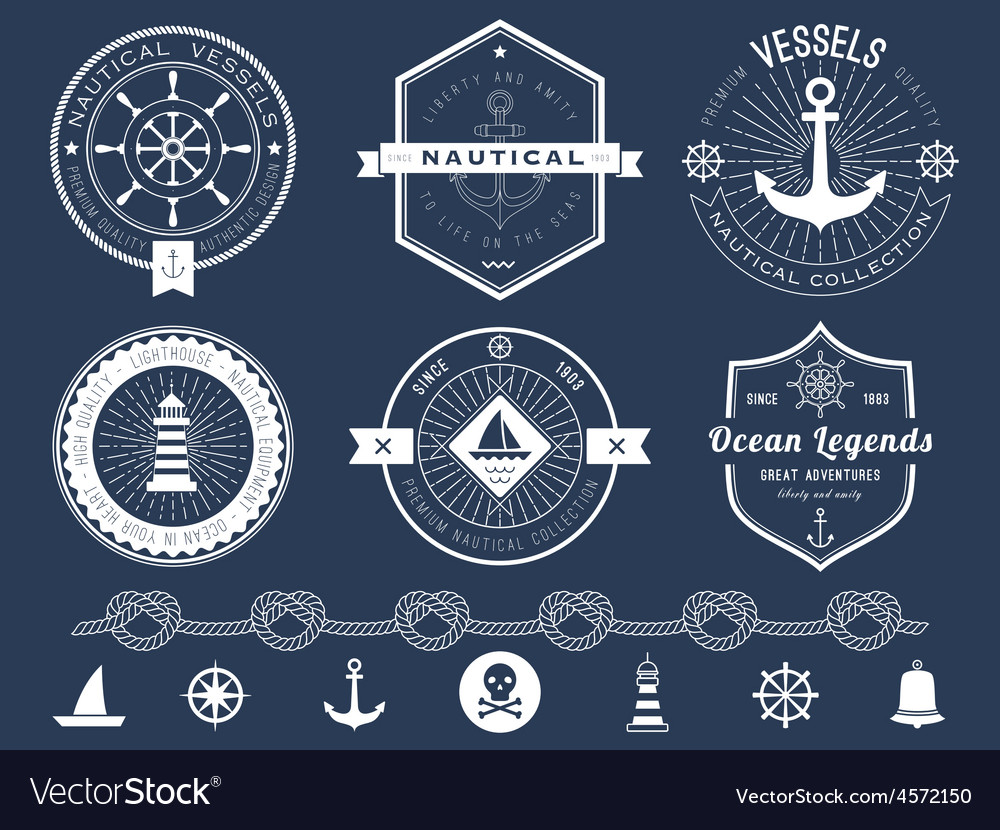 Set of nautical logos badges and labels Royalty Free Vector