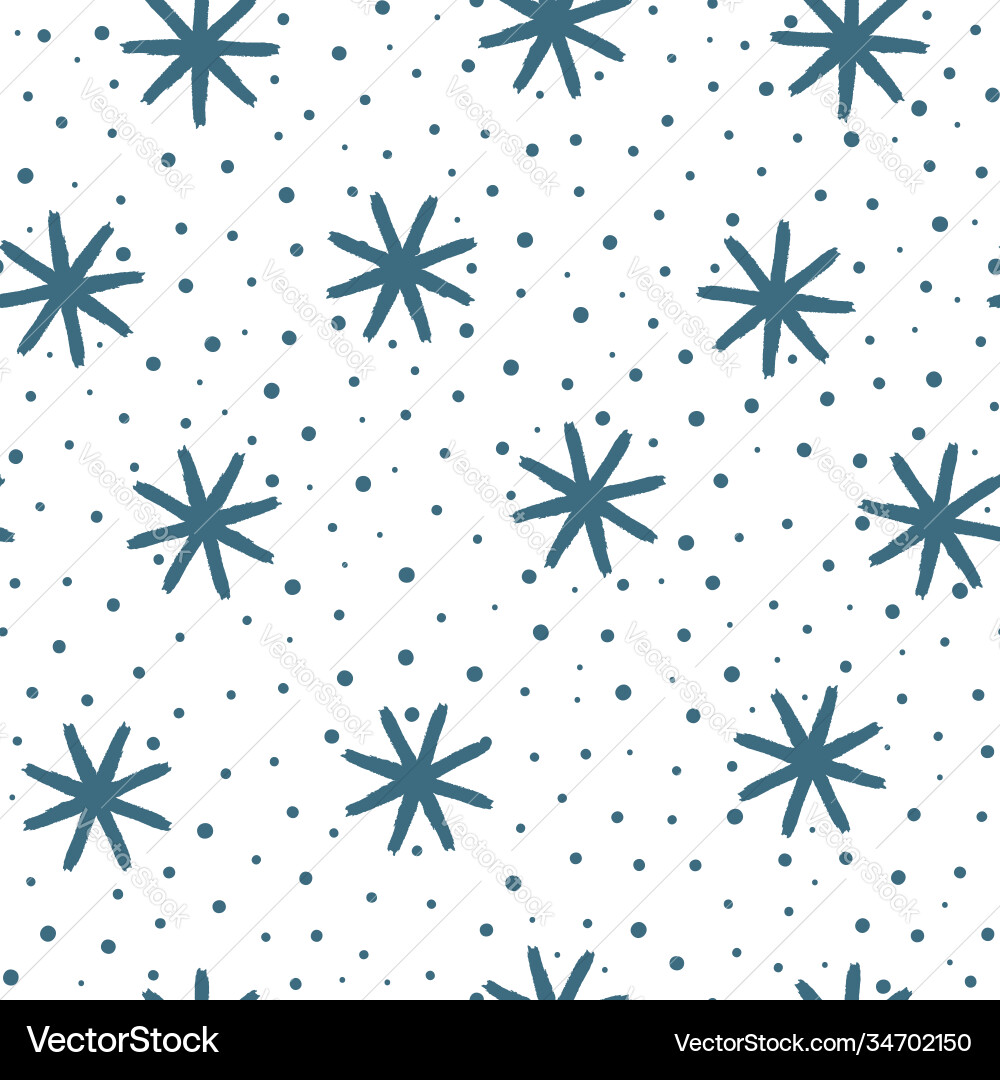 Winter seamless pattern with blue snowflakes Vector Image