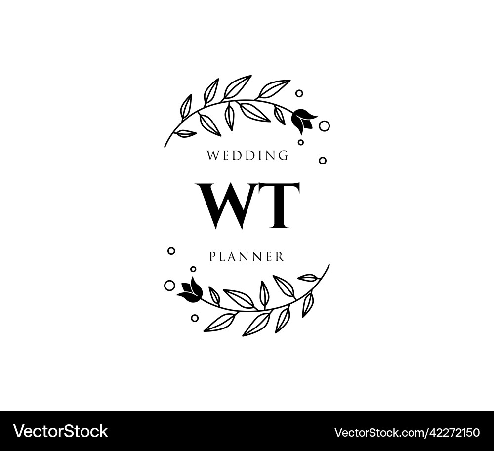 Wt initials letter wedding monogram logos Vector Image