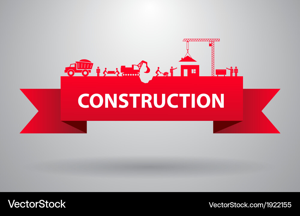 Red Construction Banner Royalty Free Vector Image