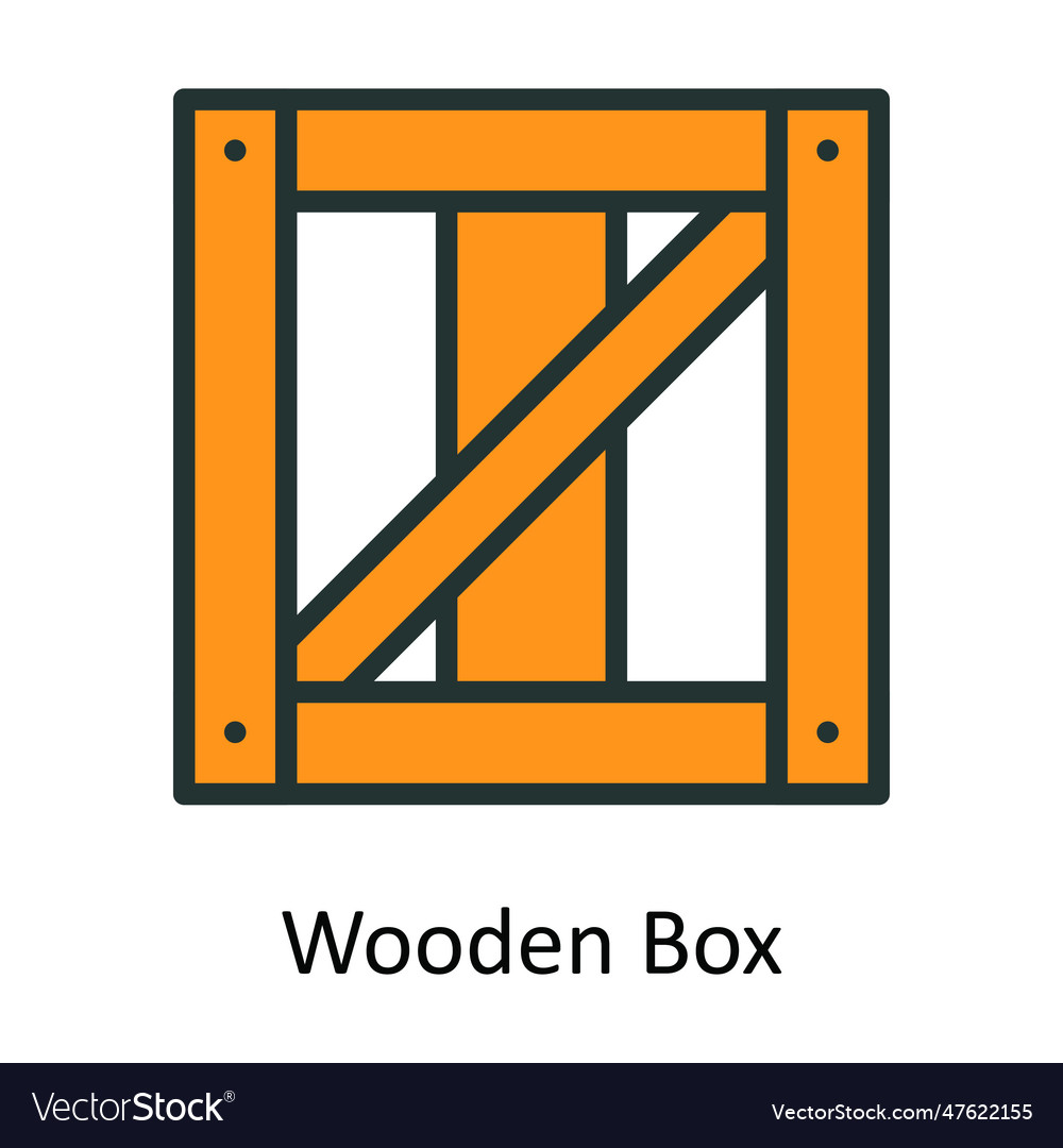 Wooden box fill outline icon design illus Vector Image